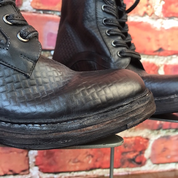 Free People Leather Santa Fe Lace-Up Boot in Black Embossed - Picture 13 of 17